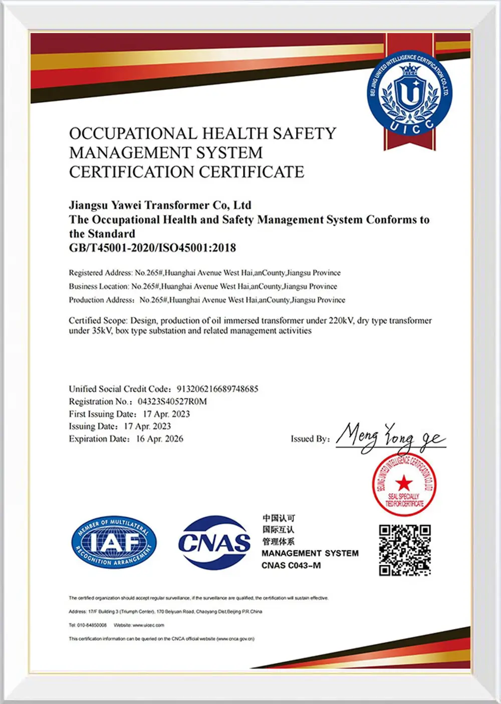 ISO 45001 Certified